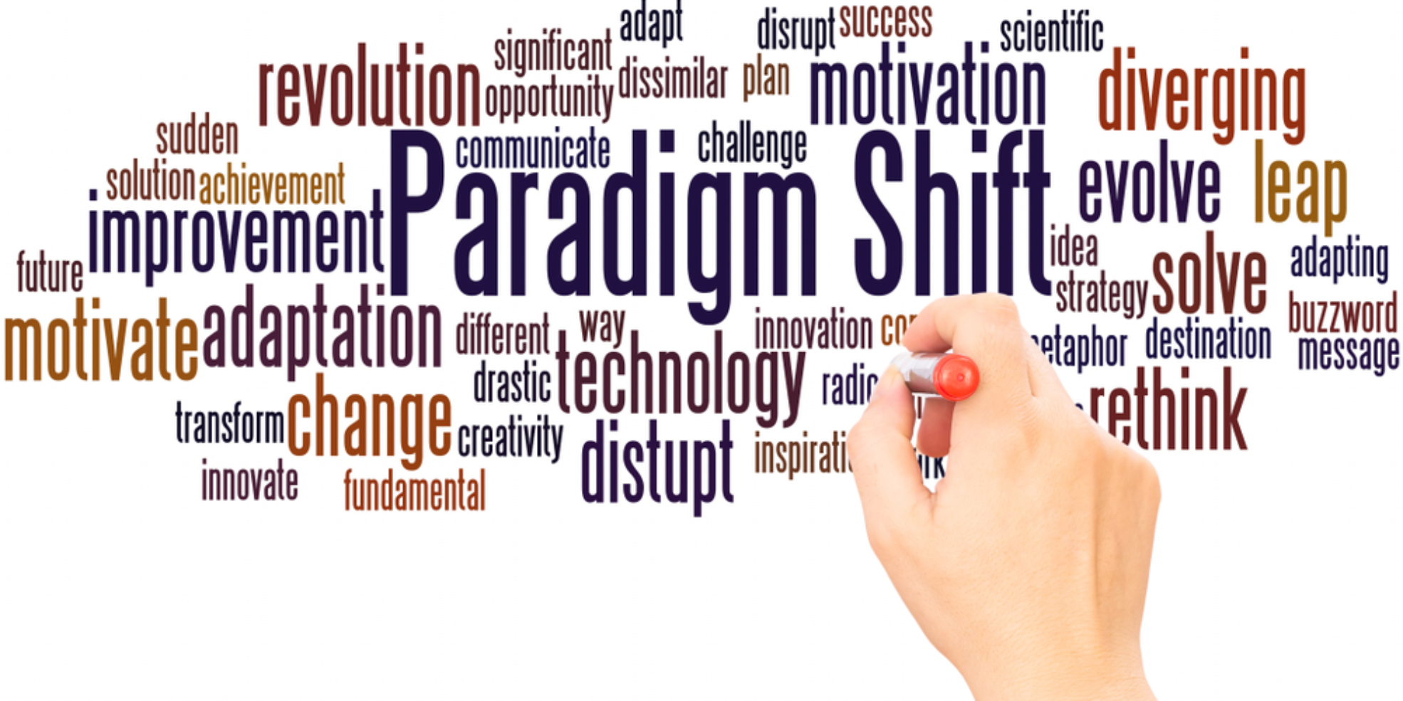 Paradigm,Shift,Word,Cloud,Hand,Writing,Concept,On,White,Background.