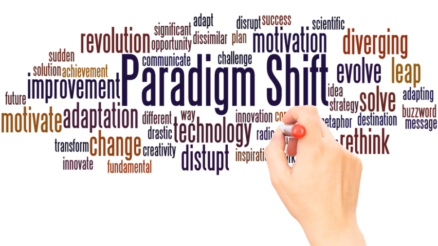 Paradigm,Shift,Word,Cloud,Hand,Writing,Concept,On,White,Background.